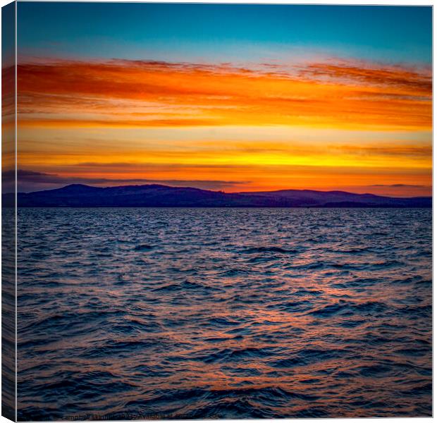 Sunrise over the River Clyde, Greenock, Scotland Canvas Print by campbell skinner