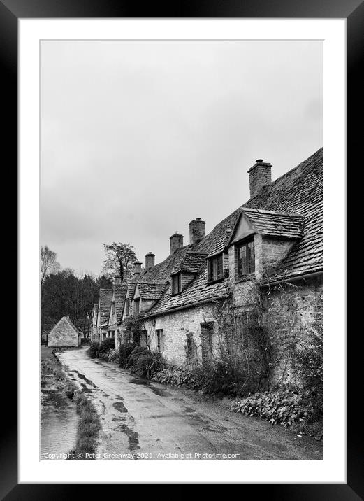 Row of Historic Quintessential Cotswold Cottages I Framed Mounted Print by Peter Greenway