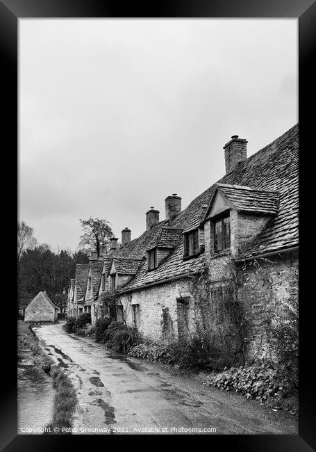 Row of Historic Quintessential Cotswold Cottages I Framed Print by Peter Greenway