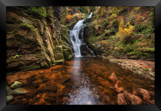 Kamienczyk Waterfall In Poland Framed Print by Artur Bogacki