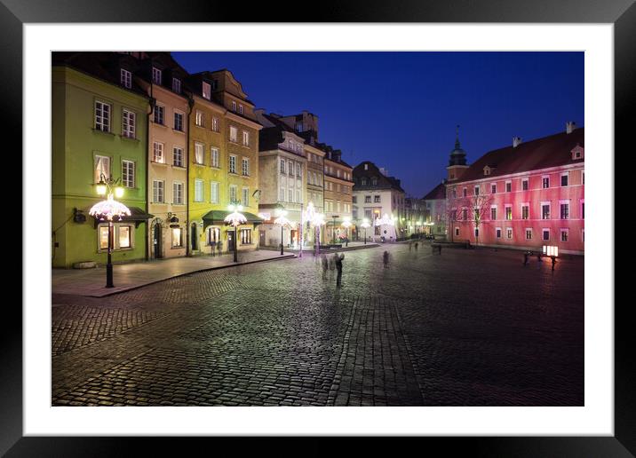 Old Town of Warsaw At Night Framed Mounted Print by Artur Bogacki
