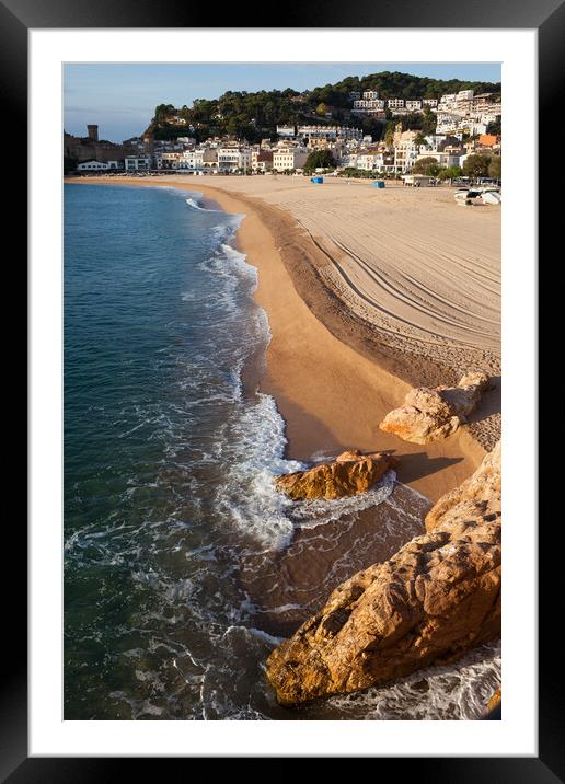 Beach in Tossa de Mar Town on Costa Brava Framed Mounted Print by Artur Bogacki