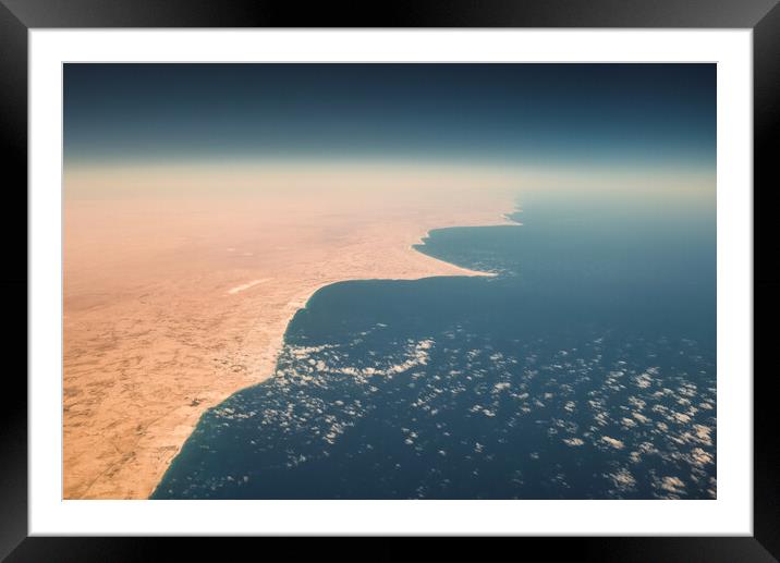 Aerial view of Mediterranean coast of Egypt where Sahara meets the sea Framed Mounted Print by Mirko Kuzmanovic