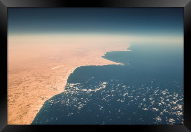 Aerial view of Mediterranean coast of Egypt where Sahara meets the sea Framed Print by Mirko Kuzmanovic