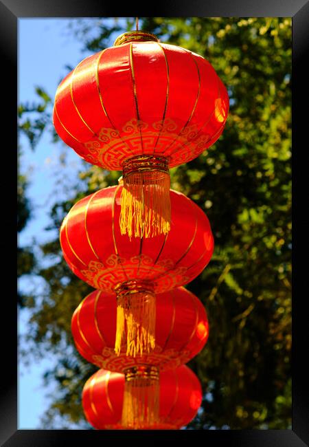 Red lanterns hanging in celebration of the National Day of China in Beijing Framed Print by Mirko Kuzmanovic