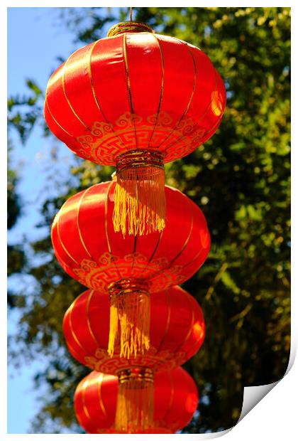 Red lanterns hanging in celebration of the National Day of China in Beijing Print by Mirko Kuzmanovic