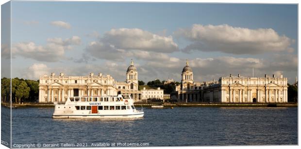 Royal Naval College Greenwich from Island Gardens, East London Canvas Print by Geraint Tellem ARPS