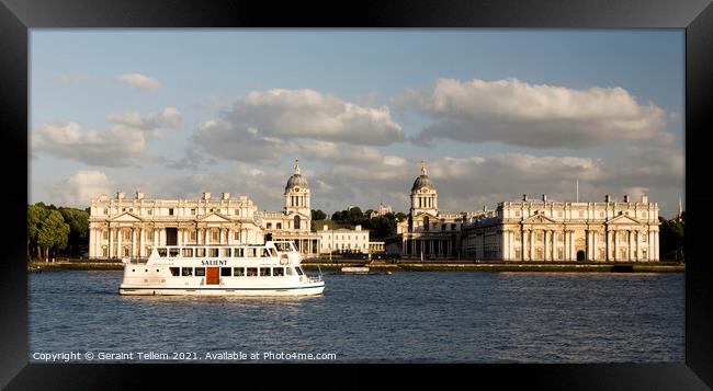 Royal Naval College Greenwich from Island Gardens, East London Framed Print by Geraint Tellem ARPS