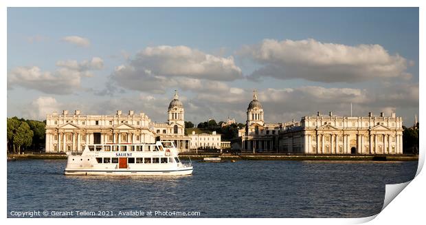 Royal Naval College Greenwich from Island Gardens, East London Print by Geraint Tellem ARPS