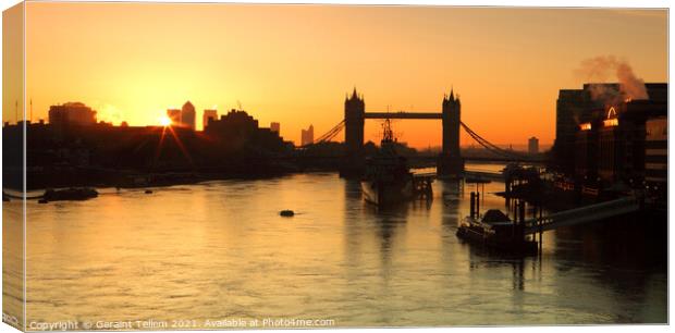 Tower Bridge and River Thames at sunrise, London, England, UK Canvas Print by Geraint Tellem ARPS