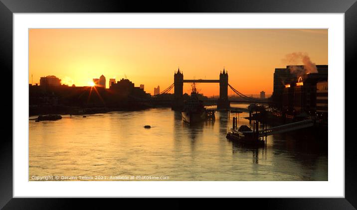 Tower Bridge and River Thames at sunrise, London, England, UK Framed Mounted Print by Geraint Tellem ARPS
