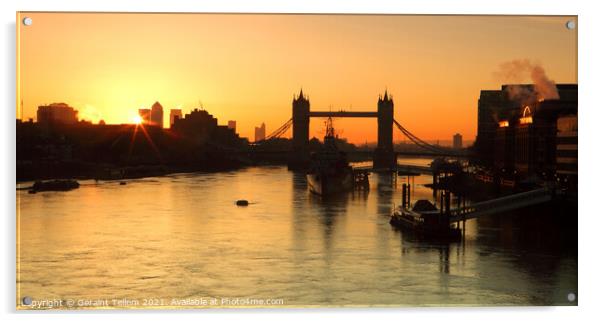 Tower Bridge and River Thames at sunrise, London, England, UK Acrylic by Geraint Tellem ARPS