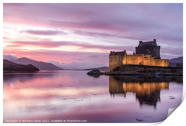 Eilean Donan Castle Sunset Loch Duich Scotland Print by Barbara Jones