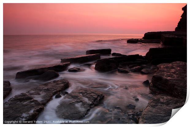 Dunraven Bay at twilight, Southerndown, South Wales, UK Print by Geraint Tellem ARPS
