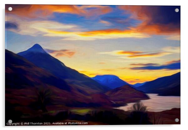 The Pap of Glencoe and Loch Leven Acrylic by Phill Thornton