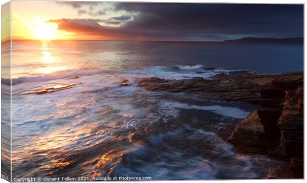Midsummer sunset from Kame of Hoy, Hoy,  Orkney Islands Canvas Print by Geraint Tellem ARPS