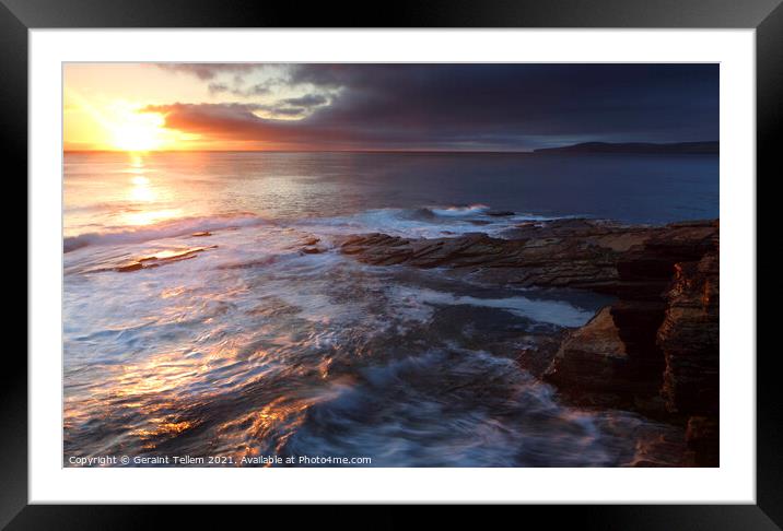 Midsummer sunset from Kame of Hoy, Hoy,  Orkney Islands Framed Mounted Print by Geraint Tellem ARPS