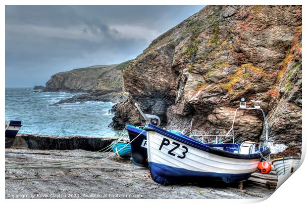 Cornish Fishing Boats Print by Kevin Clayton