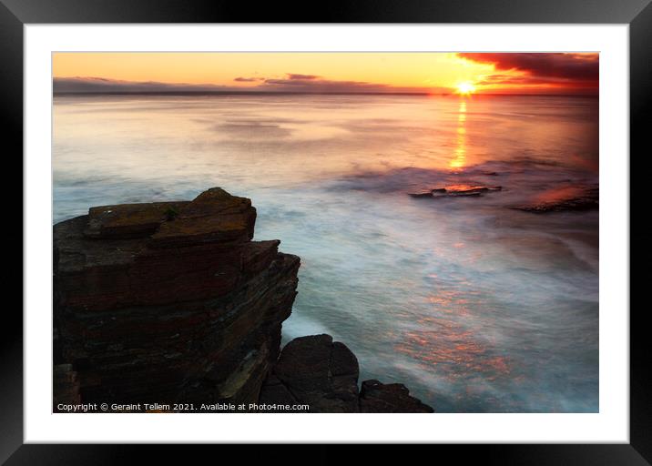 Midsummer sunset from Kame of Hoy, Hoy,  Orkney Islands Framed Mounted Print by Geraint Tellem ARPS