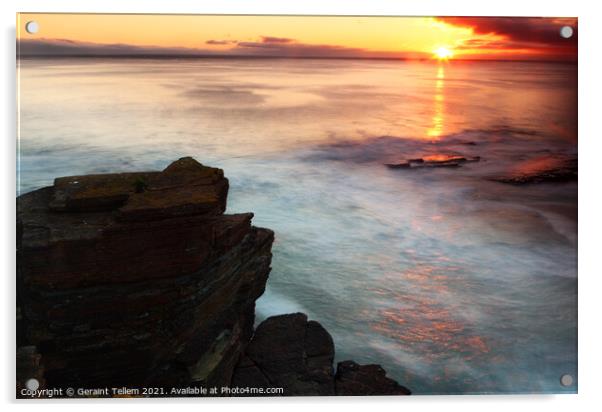 Midsummer sunset from Kame of Hoy, Hoy,  Orkney Islands Acrylic by Geraint Tellem ARPS