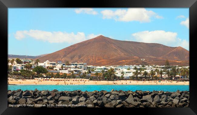 Costa Teguise beach Lanzarote Framed Print by Peter Thomas