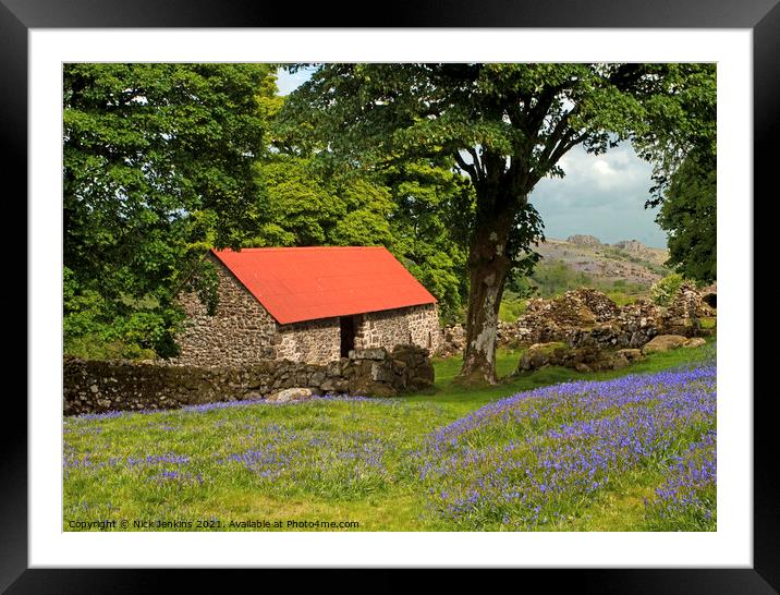 Emsworthy Bluebell Fields Dartmoor National Park Framed Mounted Print by Nick Jenkins