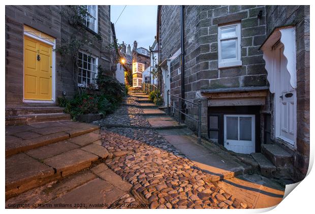 Robin Hood's Bay alleyways, the openings Print by Martin Williams