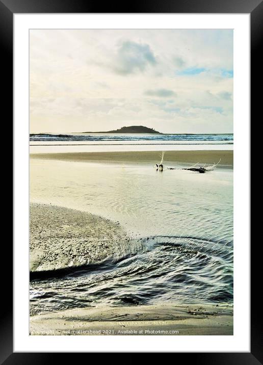 Millendreath Beach &amp; Looe Island, Cornwall. Framed Mounted Print by Neil Mottershead
