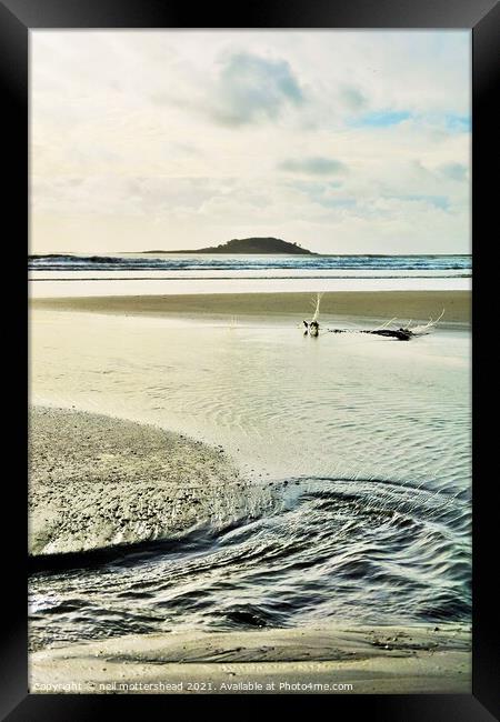 Millendreath Beach &amp; Looe Island, Cornwall. Framed Print by Neil Mottershead