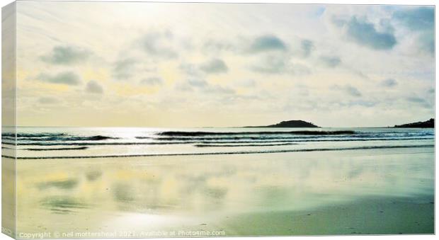 Looe Island From Millendreath Beach. Canvas Print by Neil Mottershead