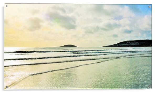 Looe And St George's Island From Millendreath Beac Acrylic by Neil Mottershead