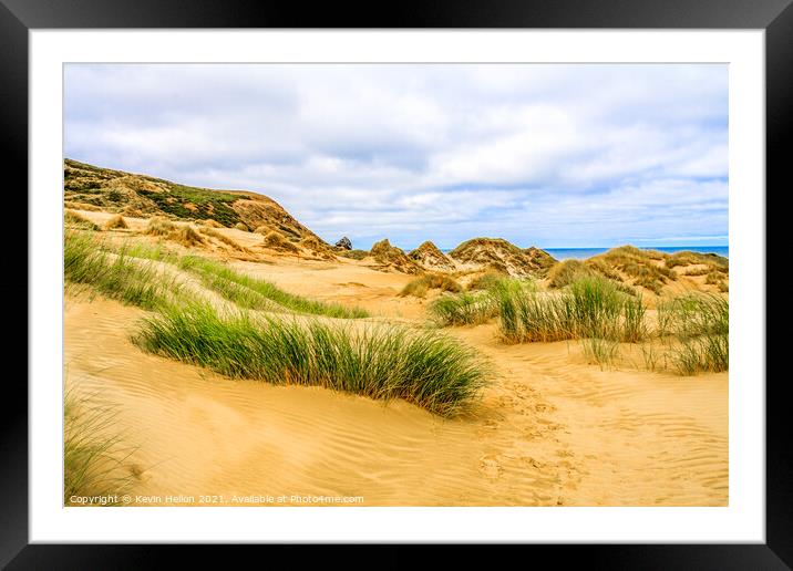 Grassy sand dunes Framed Mounted Print by Kevin Hellon