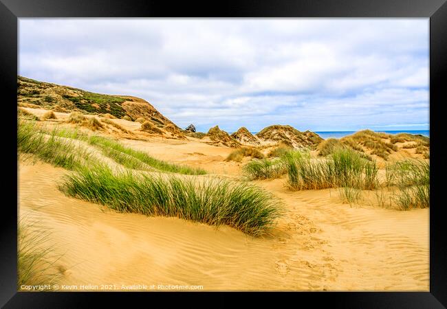 Grassy sand dunes Framed Print by Kevin Hellon