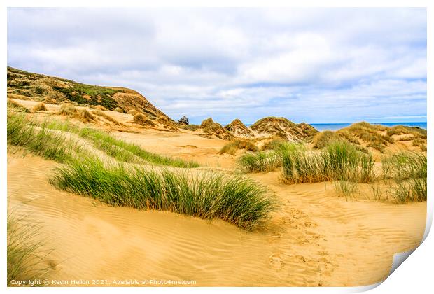 Grassy sand dunes Print by Kevin Hellon