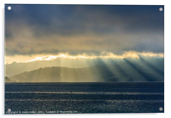 Sun rays and rainstorms on the Otago Peninsular Acrylic by Kevin Hellon