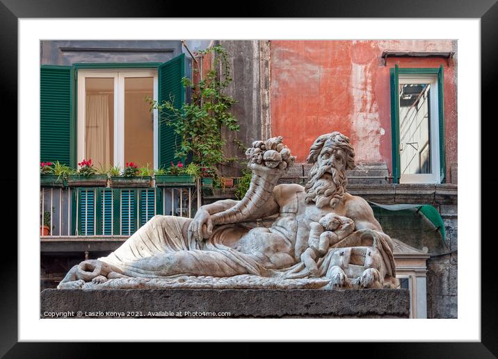 Statue of the Nile God - Napoli Framed Mounted Print by Laszlo Konya