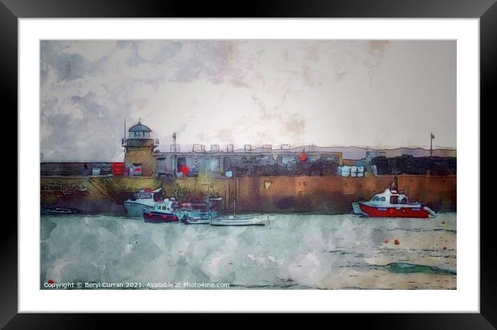 Serene St Ives Harbour Framed Mounted Print by Beryl Curran