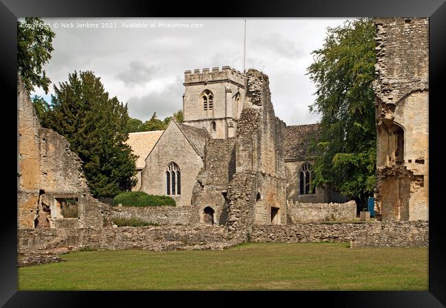 Minster Lovell Church and Hall in the Cotswolds  Framed Print by Nick Jenkins