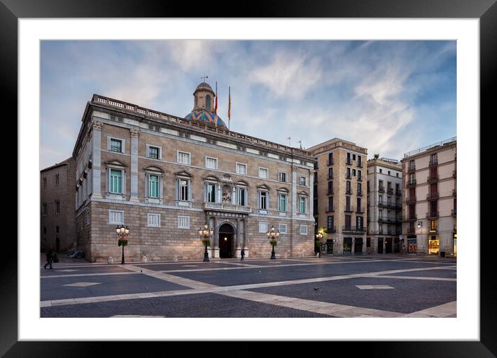 Placa de Sant Jaume in Barcelona Framed Mounted Print by Artur Bogacki