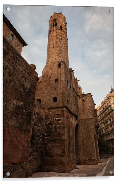 Chapel of St. Agatha Gothic Tower in Barcelona Acrylic by Artur Bogacki