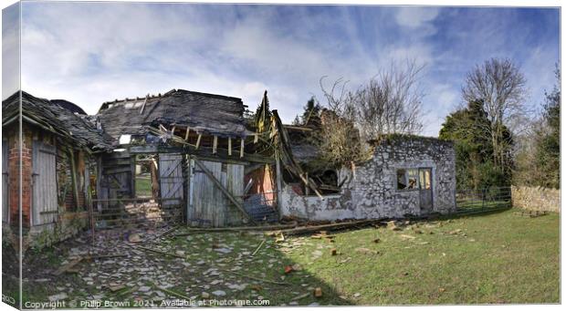 Beautiful Decay, Old Abandoned Farm, Panorama Canvas Print by Philip Brown