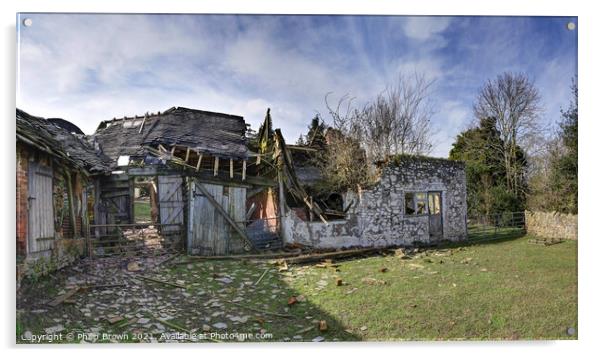 Beautiful Decay, Old Abandoned Farm, Panorama Acrylic by Philip Brown