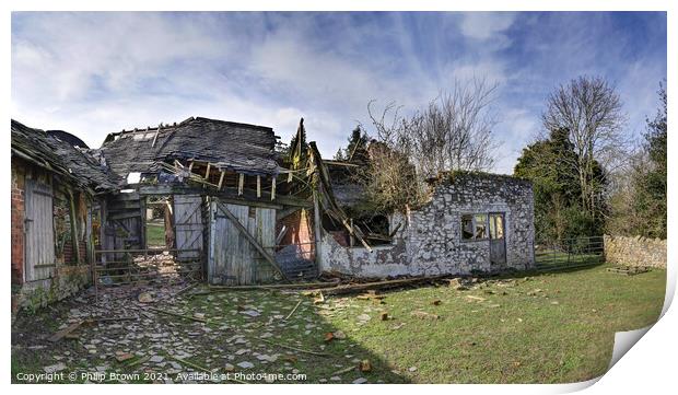 Beautiful Decay, Old Abandoned Farm, Panorama Print by Philip Brown