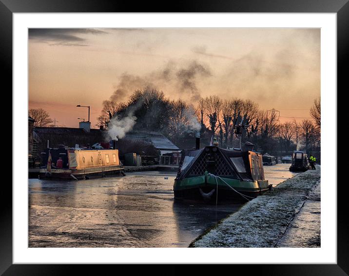 Sunset on the Frozen Lancaster Canal Framed Mounted Print by Lilian Marshall