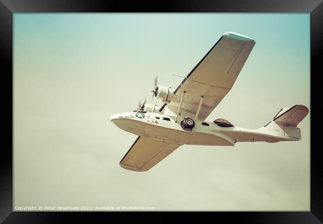 Catalina Flying Boat At Farnborough Airshow Framed Print by Peter Greenway
