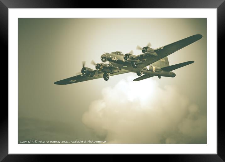 B-17 Flying Fortress Bomber - 'Sally B' at Farnbor Framed Mounted Print by Peter Greenway