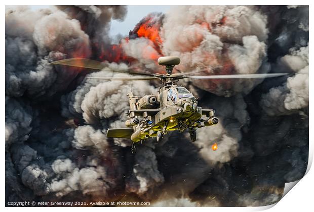 RAF Apache Gunship Helicopter At Farnborough International Air Display Print by Peter Greenway