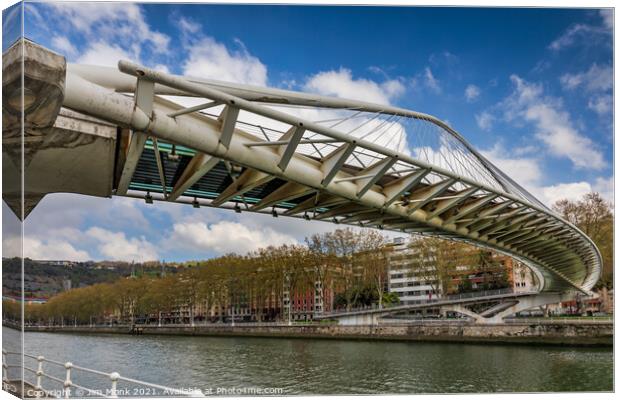 Underneath the Zubizuri, Bilbao Canvas Print by Jim Monk