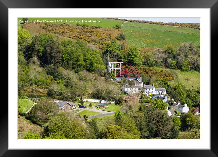 Laxey Wheel in Isle of Man Countryside Framed Mounted Print by Pearl Bucknall