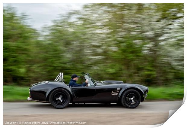 Roaring through the countryside The AC Cobra Print by Martin Yiannoullou
